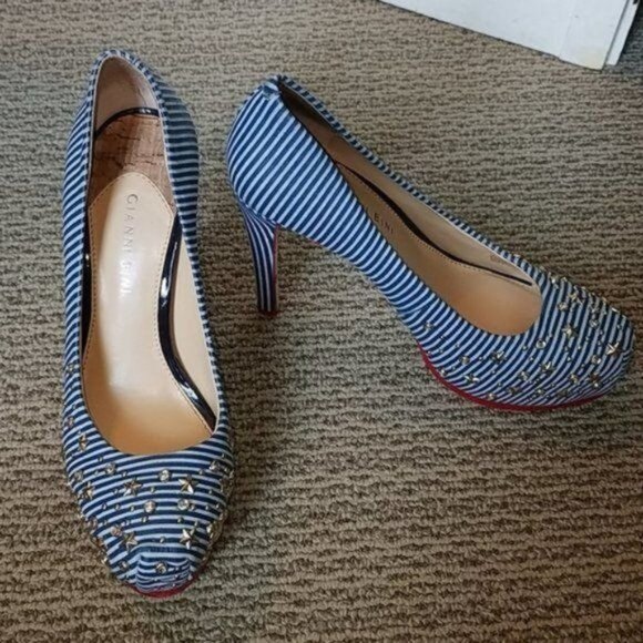 Gianni Bini Heel Shoes Stars Strips Stilettos Platform Pumps WOMEN'S WOMAN'S 8.5 - Picture 13 of 13